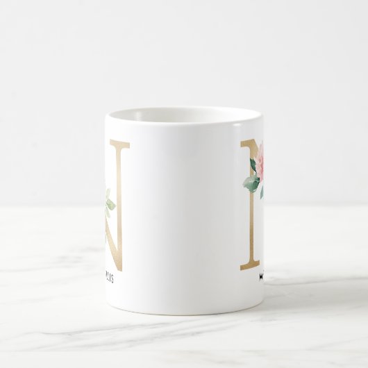 Monogramm-Tasse, Blumenmonogramm N, Kaffeetasse (Mittel)