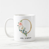 Monogramm-Tasse, Blumenmonogramm O, Kaffeetasse (Links)