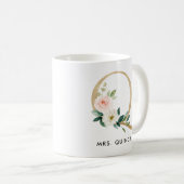 Monogramm-Tasse, Blumenmonogramm Q, Kaffeetasse (VorderseiteRechts)