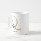 Monogramm-Tasse, Blumenmonogramm Q, Kaffeetasse (Vorderseite Links)