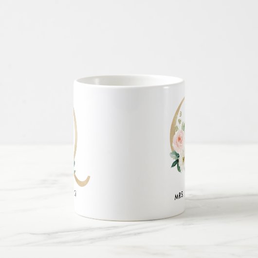 Monogramm-Tasse, Blumenmonogramm Q, Kaffeetasse (Mittel)