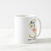 Monogramm-Tasse, Blumenmonogramm S, Kaffeetasse (VorderseiteRechts)