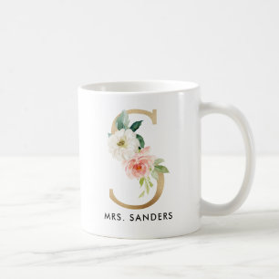 Monogramm-Tasse, Blumenmonogramm S, Kaffeetasse