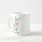 Monogramm-Tasse, Blumenmonogramm V, Kaffeetasse (Vorderseite Links)