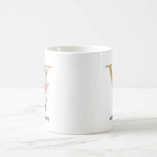 Monogramm-Tasse, Blumenmonogramm V, Kaffeetasse (Mittel)