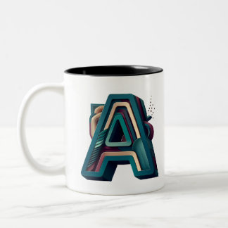 Monogramm-Tasse - Buchstabe A Zweifarbige Tasse