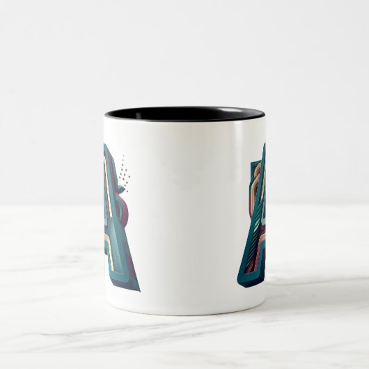 Monogramm-Tasse - Buchstabe A Zweifarbige Tasse (Mittel)