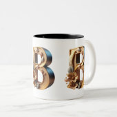 Monogramm-Tasse - Buchstabe B Zweifarbige Tasse (VorderseiteRechts)