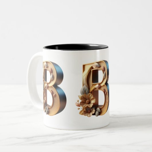 Monogramm-Tasse - Buchstabe B Zweifarbige Tasse (Vorderseite Links)
