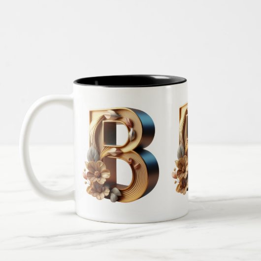 Monogramm-Tasse - Buchstabe B Zweifarbige Tasse (Links)