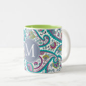 Monogramm-Tasse des Persischen Boteley-Musters Zweifarbige Tasse (VorderseiteRechts)