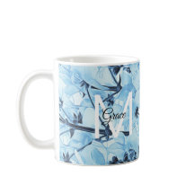 Monogramm Tasse für den blauen und weißen Kaffee