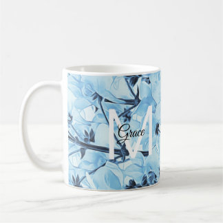 Monogramm Tasse für den blauen und weißen Kaffee