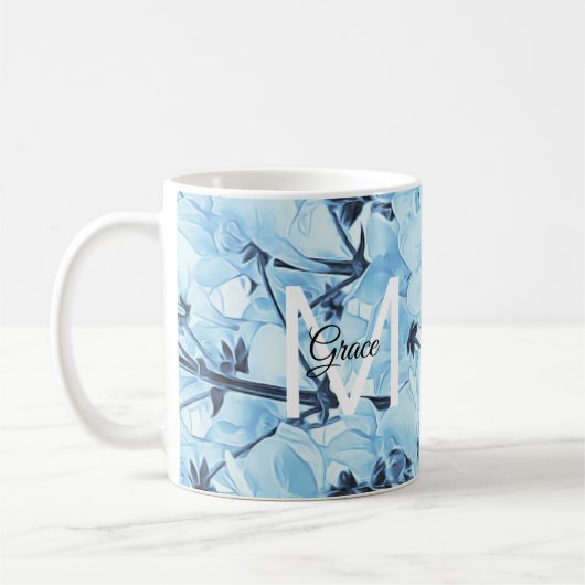 Monogramm Tasse für den blauen und weißen Kaffee (Links)
