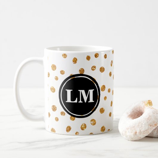 Monogramm-Tasse für den Gold-Glitzer-Spot Kaffeetasse (Mit Donut)
