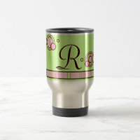 Monogramm-Tasse für Polka-Punkte und Streifen - Ro