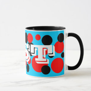Monogramm-Tasse für schwarze und rote Blasen Tasse