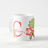 Monogramm-Tasse für tropische Blume Kaffeetasse (Vorderseite Links)