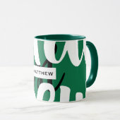 Monogramm Tasse grün Schwarz/Weiß (VorderseiteRechts)