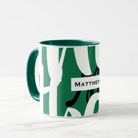 Monogramm Tasse grün Schwarz/Weiß (Vorderseite Links)