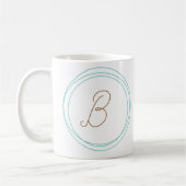 Monogramm-Tasse in Aquamarin/Gold Kaffeetasse (Links)