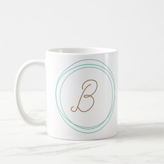Monogramm-Tasse in Aquamarin/Gold Kaffeetasse (Links)