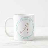 Monogramm-Tasse in Aquamarin/Gold Kaffeetasse (Links)
