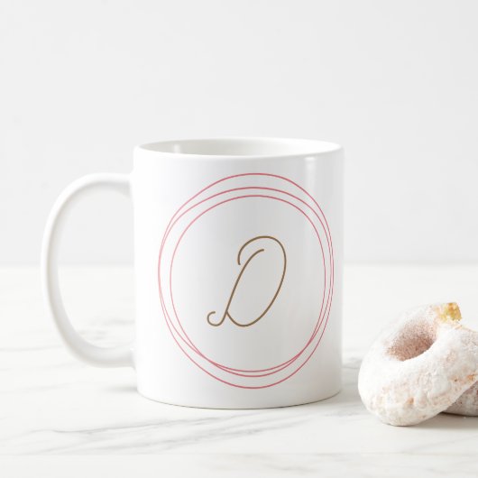 Monogramm-Tasse in Rosa/Gold Kaffeetasse (Mit Donut)