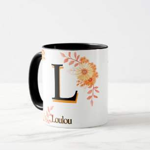 Monogramm-Tasse mit Blumenmuster - eleganter Lette Tasse