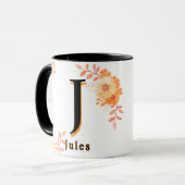 Monogramm-Tasse mit Blumenmuster - Eleganter Lette Tasse (Vorderseite Links)