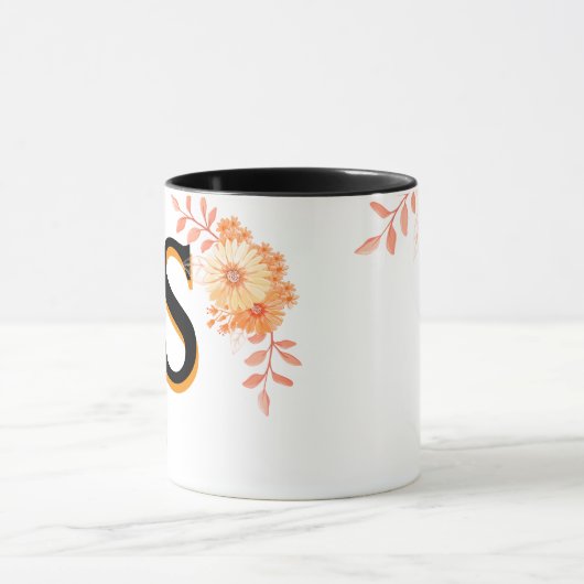 Monogramm-Tasse mit Blumenmuster - eleganter Lette Tasse (Zentrum)