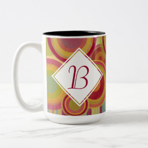 Monogramm-Tasse mit hellen, farbigen Rings & Circl Zweifarbige Tasse