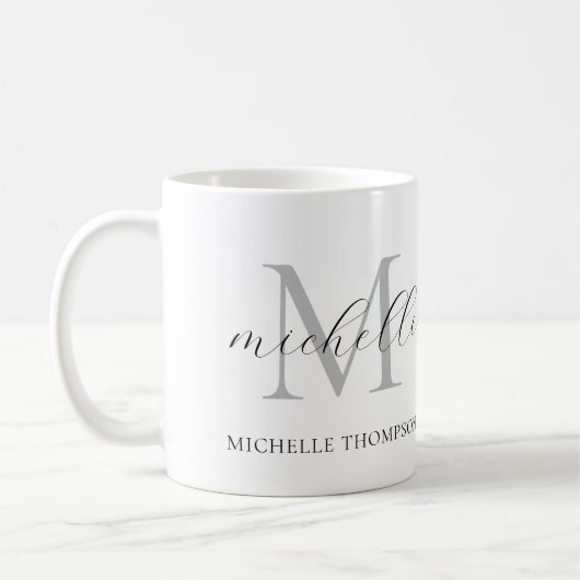 Monogramm-Tasse mit Initiale und Namen, einfach  Kaffeetasse (Links)