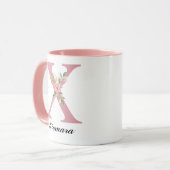Monogramm-Tasse mit rosa Rosen Abschlussgeschenk f Tasse (Vorderseite Links)