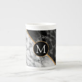 Monogramm-Tasse - Schwarz-weißer Marmorstein Porzellantasse (Vorderseite)