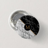 Monogramm-Taste mit Schwarz-weißem Marmor Button (Vorne & Hinten)