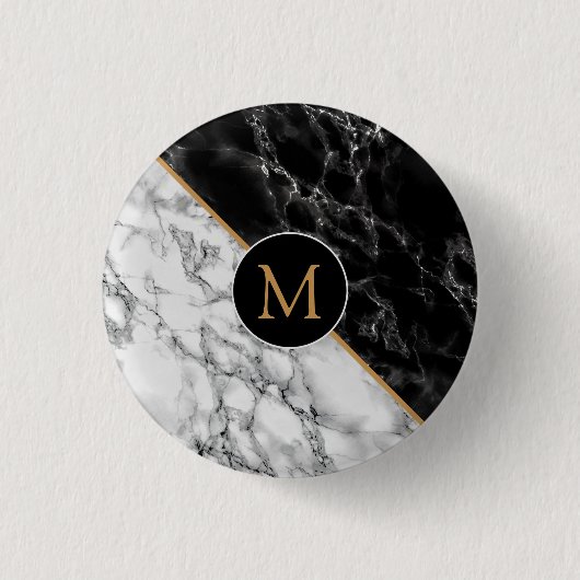 Monogramm-Taste mit Schwarz-weißem Marmor Button (Vorderseite)