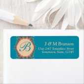 Monogramm Teal Earth Spitzen-Adressetikett (Insitu)