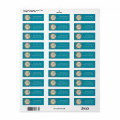 Monogramm Teal Earth Spitzen-Adressetikett (Vorne)