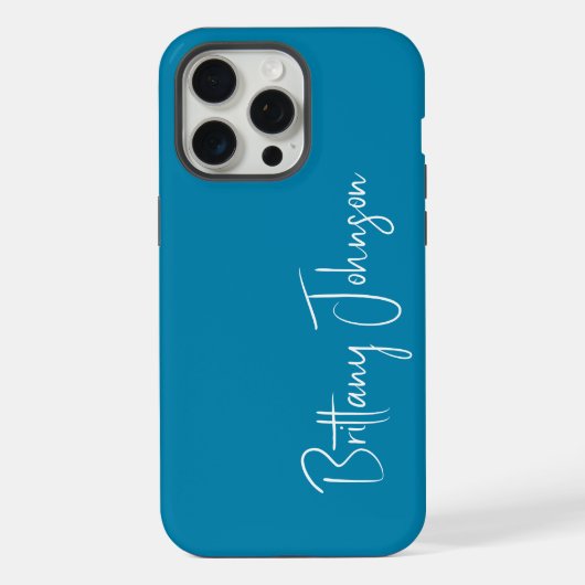 Monogramm Teal iPhone Hülle (Rückseite)