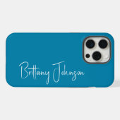Monogramm Teal iPhone Hülle (Rückseite (Horizontal))