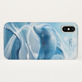 Monogramm-Telefon-Hüllen des blauen Delphins Case-Mate iPhone Hülle (Rückseite (Horizontal))