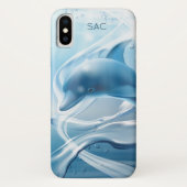 Monogramm-Telefon-Hüllen des blauen Delphins Case-Mate iPhone Hülle (Rückseite)