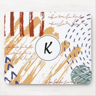 Monogramm Terrakotta Abstract Doodle Mousepad
