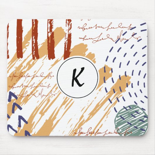 Monogramm Terrakotta Abstract Doodle Mousepad (Vorne)