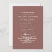 Monogramm Terrakotta Hochzeitsprogramm Einladung (Rückseite)