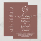 Monogramm Terrakotta Hochzeitsprogramm Einladung (Vorne/Hinten)