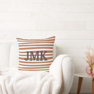 Monogramm Terrakotta Moderne Streifen Minimalistis Kissen