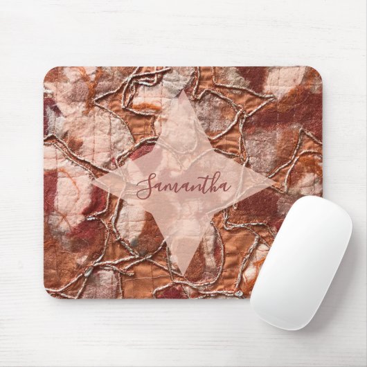 Monogramm Terrakotta Orange Boho Retro Abstract Mousepad (Mit Mouse)