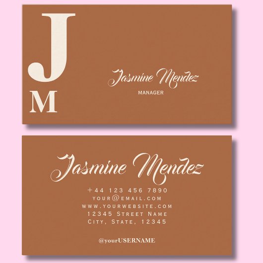 Monogramm Terrakotta-Typografie Visitenkarte